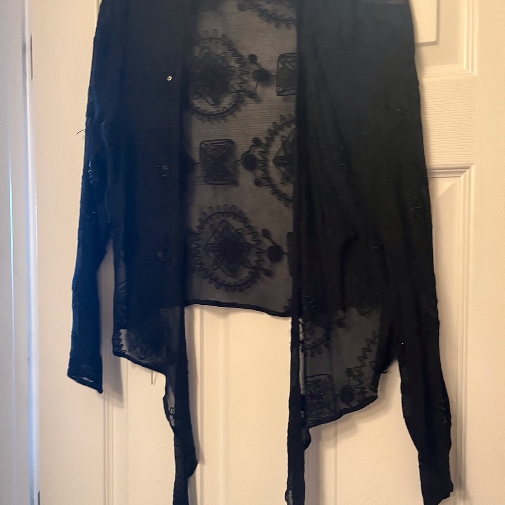 Chico's Black Lace Overlay Top